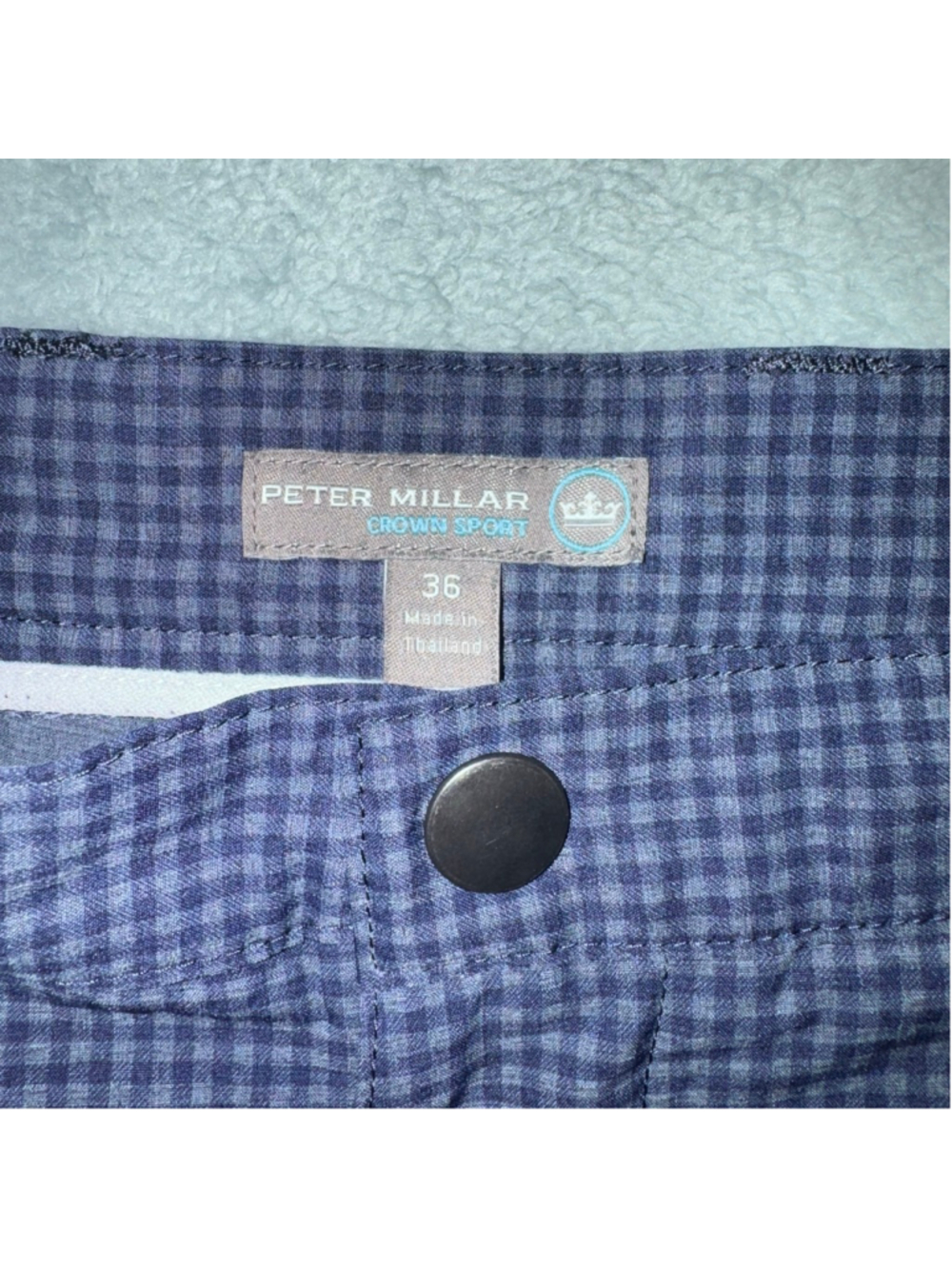 Peter Millar Crown Sports Performance Shorts Waist 36 Blue Navy Gingham - Picture 3 of 12